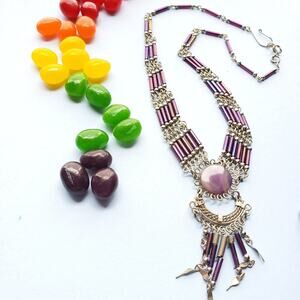 Purple Iridescent Boho Necklace